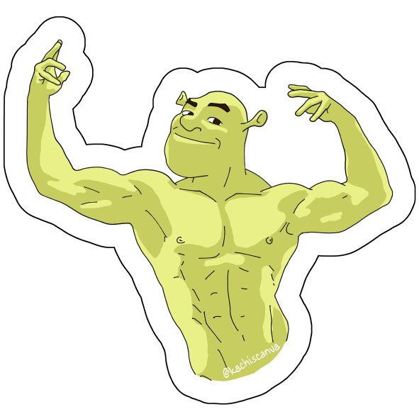 Bodybuilder Shrek Sticker